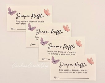 Butterfly Baby Shower Diaper Raffles PRINTED