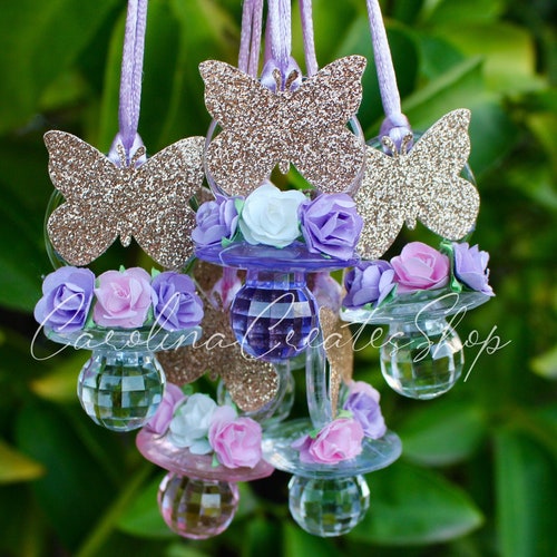 12 Butterfly Baby Shower Pacifier Necklace Favors Baby Shower Etsy