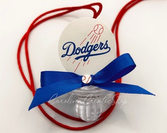 12 Dodger Baby Shower Pacifier Necklace Favors| Baby Shower Games
