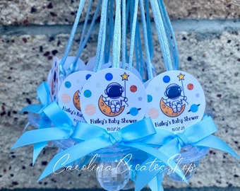 12 Outer Space Astronaut Baby Shower Pacifier Necklace Favors| Baby Shower Games