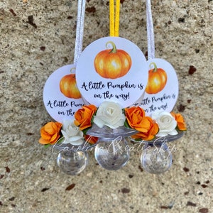 12 Little Pumpkin Baby Shower Pacifier Necklace Favors| Baby Shower Games