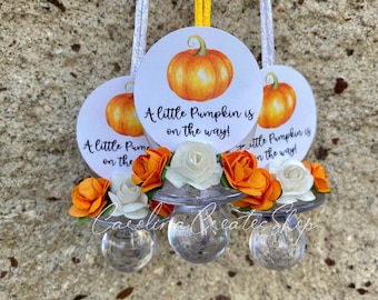 12 Little Pumpkin Baby Shower Pacifier Necklace Favors| Baby Shower Games