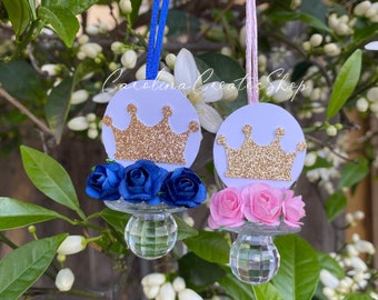 12 Royal Princess or Prince BabyShower Pacifier necklaces Favors | Baby Shower Games