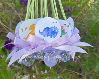 12 Dinosaur Baby Shower pacifier Necklace Favors| Baby Shower Games