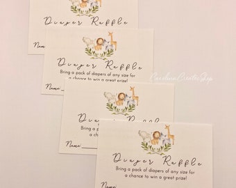 Jungle Safari  Diaper Raffles |Baby Shower diaper raffle game