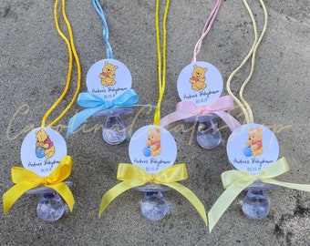 12 Winnie the Pooh Baby Shower Pacifier Necklace Favors| Baby Shower Games