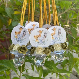 12 Jungle Safari Baby Shower Pacifier Necklaces Favors | Baby Shower Games