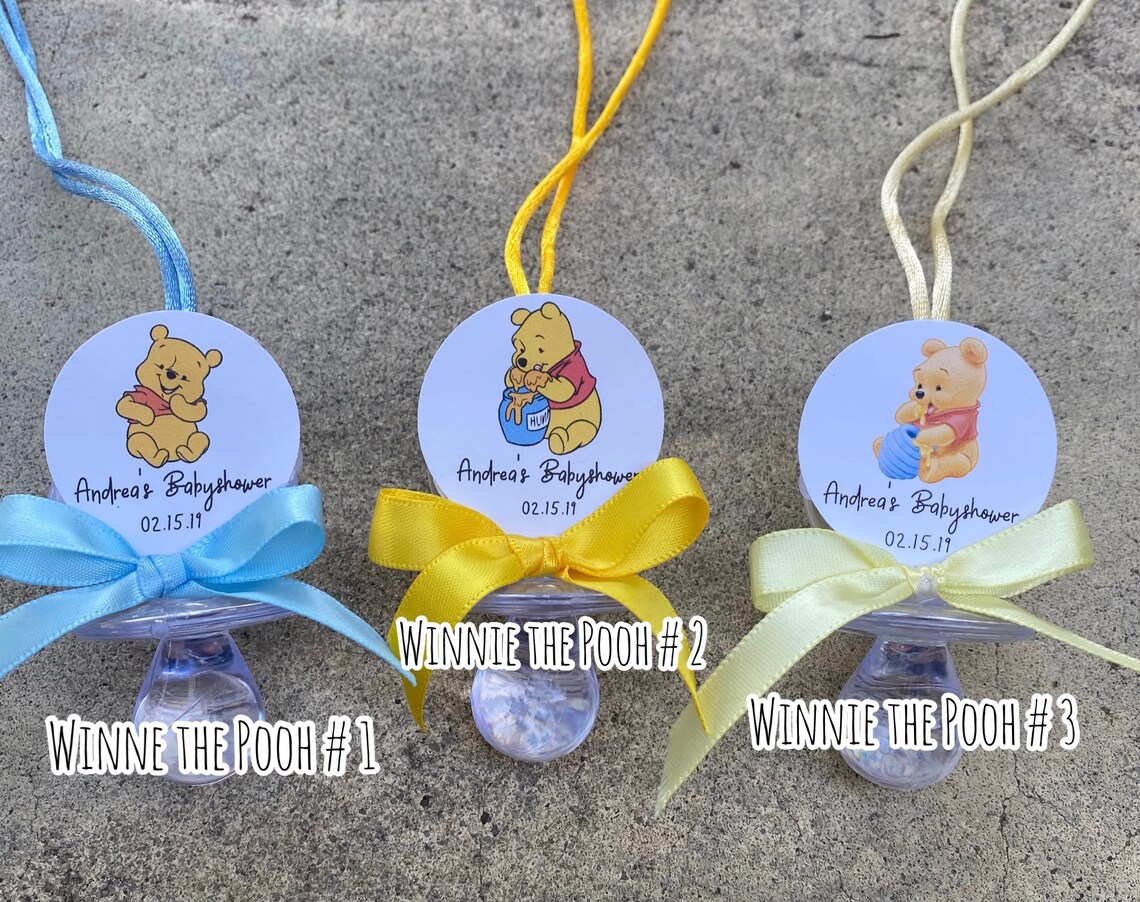 12 Winnie the Pooh Baby Shower Pacifier Necklace Favors Baby Etsy
