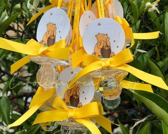 12 Classic Winnie the Pooh Baby Shower Pacifier Necklace Favors| Baby Shower Games