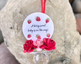 12 Strawberry Berry Baby Shower Pacifier Necklace Favors| Baby Shower Games