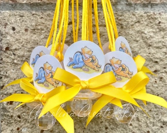 12 Classic Winnie the Pooh and friends Baby Shower Pacifier Necklace Favors| Baby Shower Games