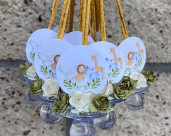 12 Jungle Safari Baby Shower Pacifier Necklace Favors| Baby Shower Games