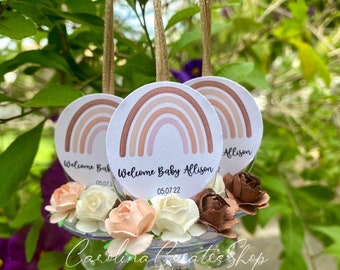 12 Boho Rainbow Baby Shower Pacifier Necklace Favors|  Baby Shower Games