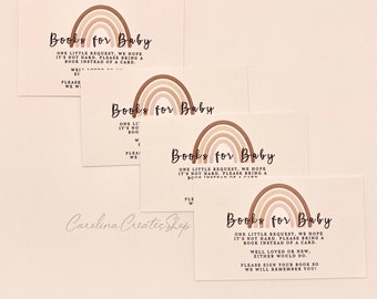 Boho Rainbow Baby Shower Book Cards | Books for Baby