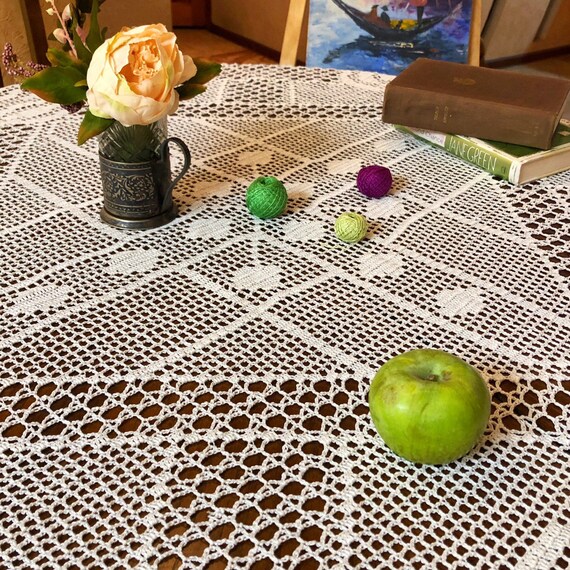 Tablecloth White Square Outdoor Fillet Crochet Pottery Barn Placemats Gift