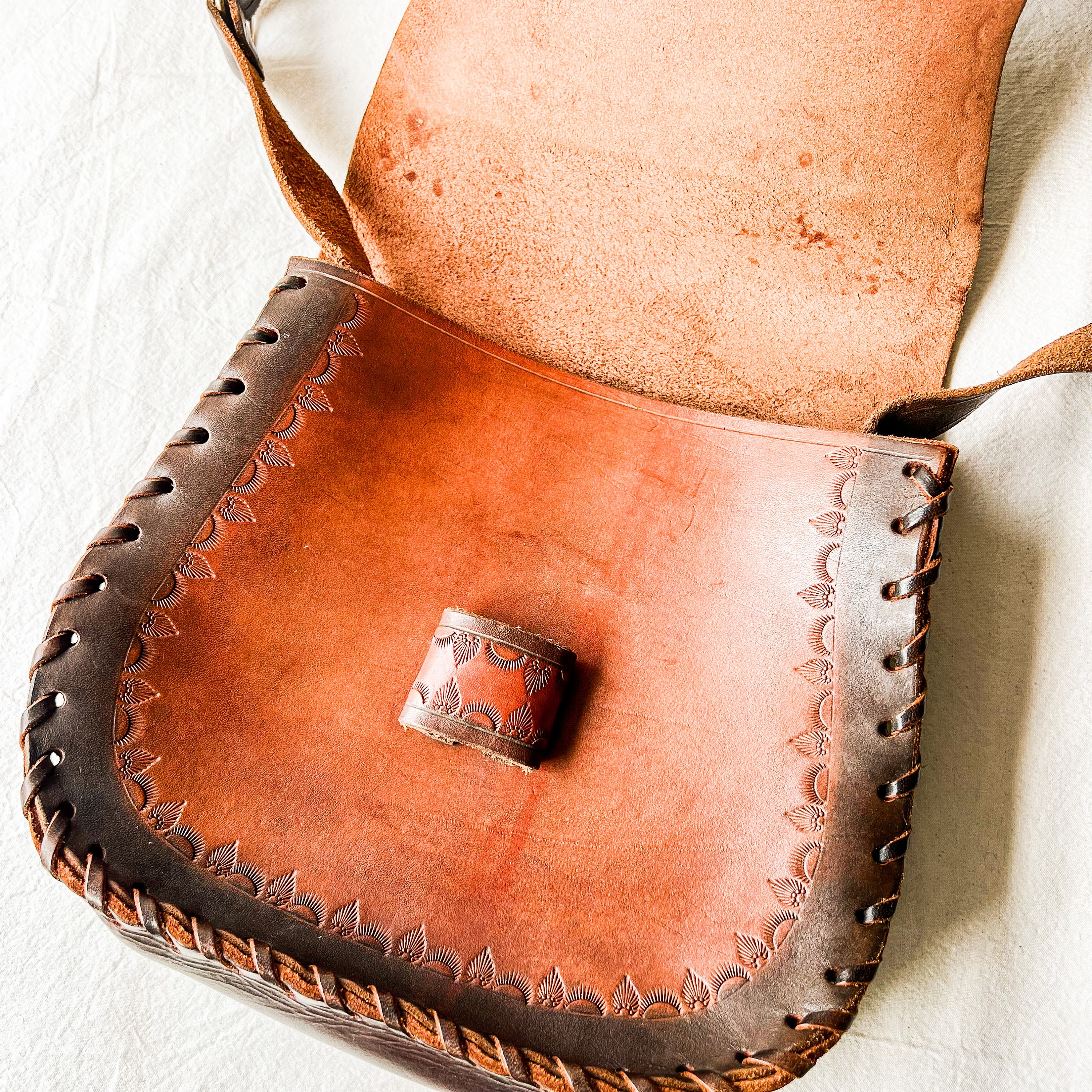 1960s Bohemian Tooled Leather Handbag - Etsy