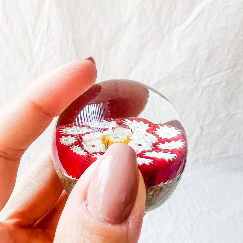 Small Murano blown glass paperweight with Millefiori image 7