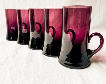 Vintage Amethyst Glasses with Applied Handles Set of 5 Polish?