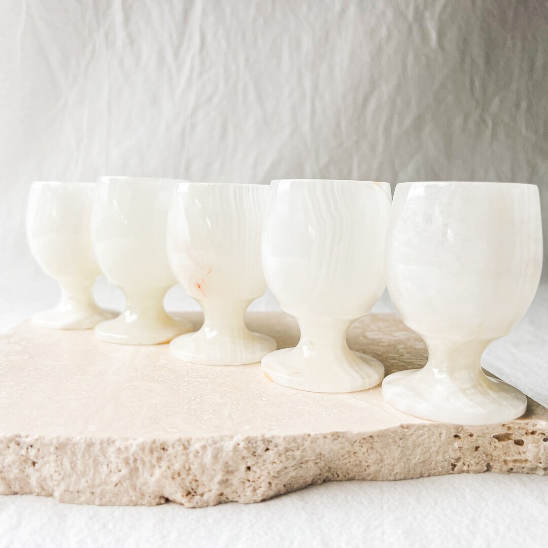 Set of Five Vintage Stone Goblets Shot Glasses - Etsy