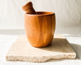 Handmade Wooden Mortar and Pestle Kitchen Decor Farmhouse