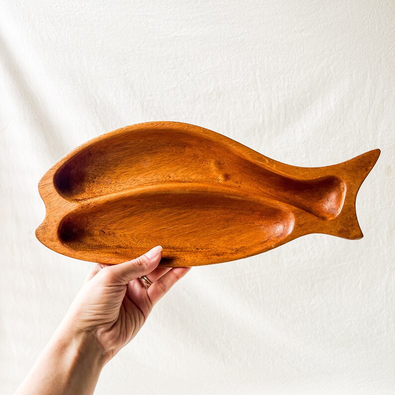 Vintage MCM Teak Wood Sectional Fish Shape Dish Wall Hanging - Etsy Canada