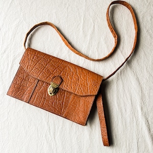 Handmade Vintage Leather Shoulder Bag with Wrist Strap