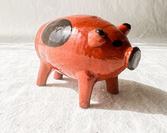 Small Pottery Pig Piggy Bank Farmhouse Decor Figurine