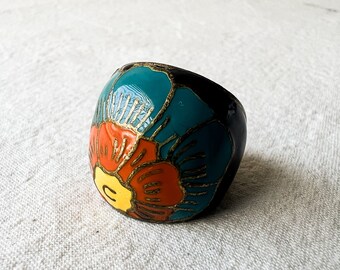 Vintage enamel cloisonné ring