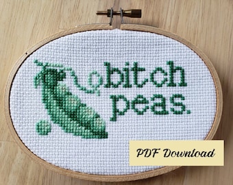 Bitch Peas- small cross stitch pattern