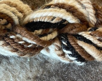 Hand Spun Alpaca Yarn, Navajo plied, made of 4 natural color Alpaca