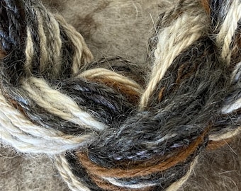 Hand Spun Aran Weight Yarn, all natural colors and fibers