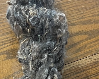 Hand Spun Yarn made into Art Yarn of Wensleydale Wool curls