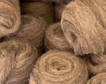 Camel Merino Wool Roving: Bitter Chocolate Brown, Soft Fiber (4 oz)