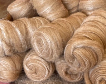 Silky Camel Roving. A blend of soft Camel and Mulberry Silk in easy to use 4 ounce bumps