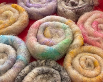 Reclaimed Alpaca Art Rolags: Fiber for Spinning, Weaving, Felting