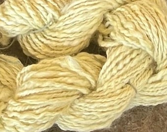 Hand Spun Angora Rabbit Yarn: Aran Weight, Light Yellow and a little White