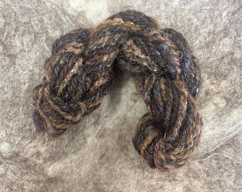 Hand Spun Alpaca Yarn, Navajo Plied reclaimed coloredBamboo Blend