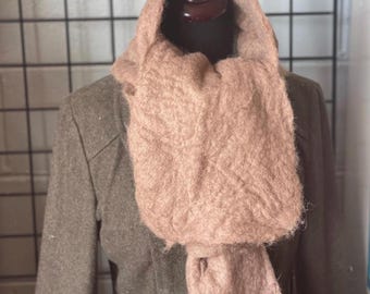 Hand Felted 100% Camel Scarf: Soft & Light, 62" Long
