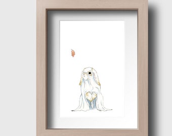 Spooky Ghost Bunny Print - Etsy