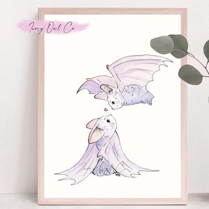 Watercolor Bats Print