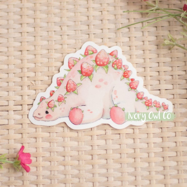 Strawberry Dino Sticker