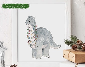 Cozy Christmas Dino Print
