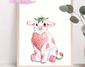 I drew a strawberry cow : r/Kawaii