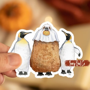 Adesivo de pinguim-rei fantasma assustador