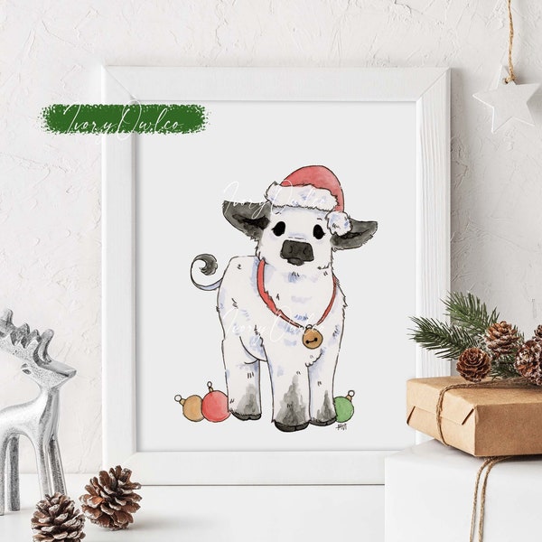 Cozy Christmas Cow Print