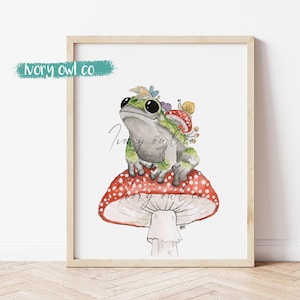 Mushroom Frog Print