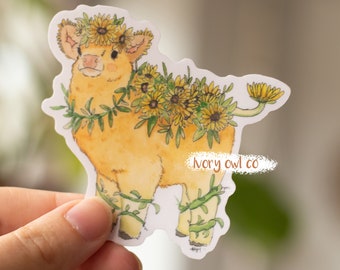 Sunflower Cow Sticker