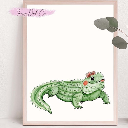 Cactus Bearded Dragon Sticker Etsy