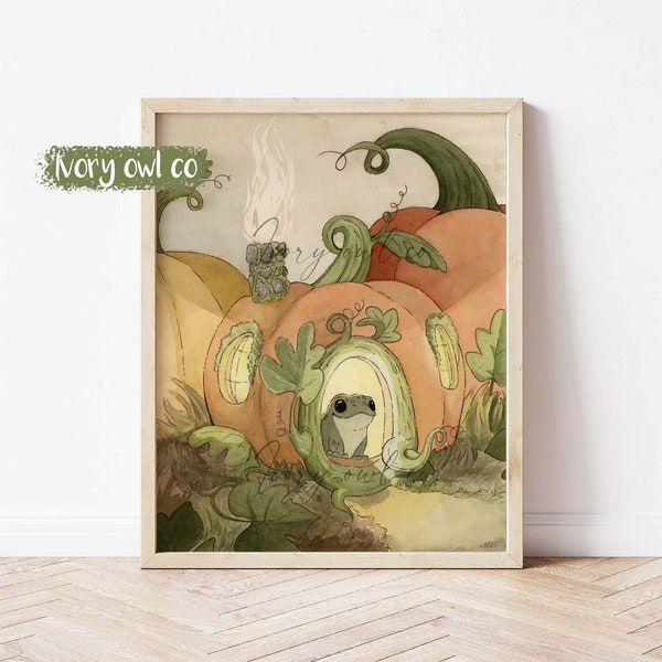 Frosch im Kürbis Haus Print