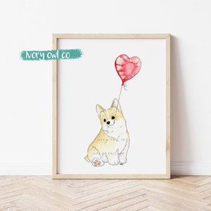 Valentines Day Corgi Sitting Print